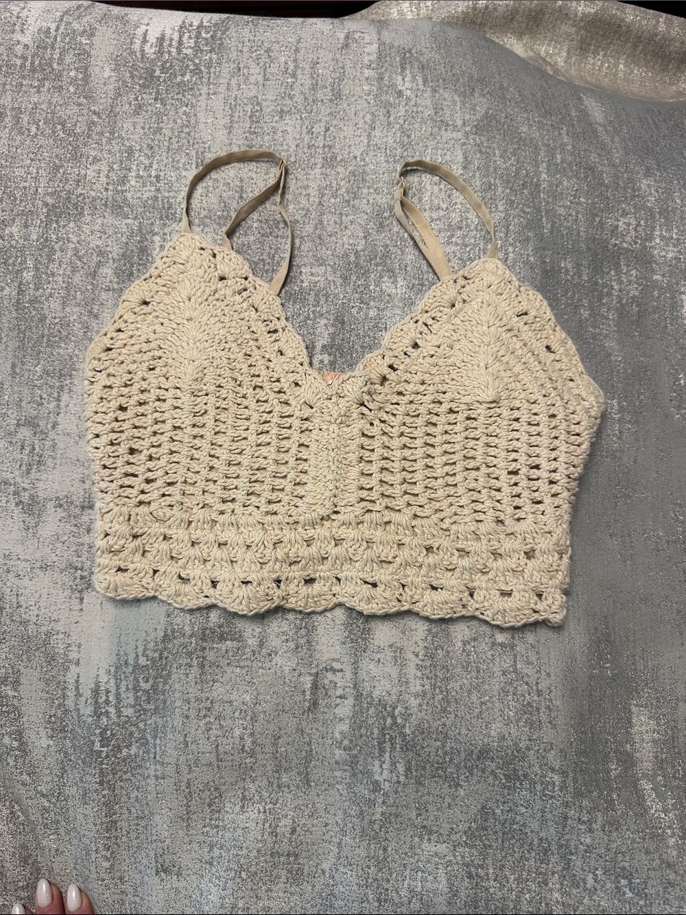 Handmade Crochet Camisole Bralette - Cream